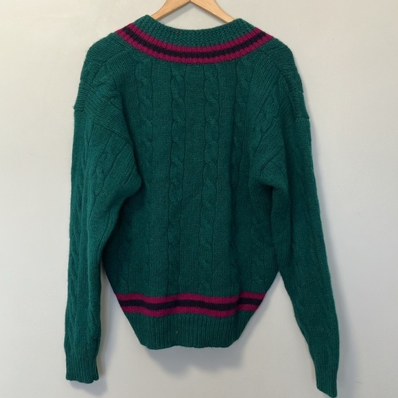 GAP Green V-Neck Cable Knit Varsity Sweater - Picture 6 of 6